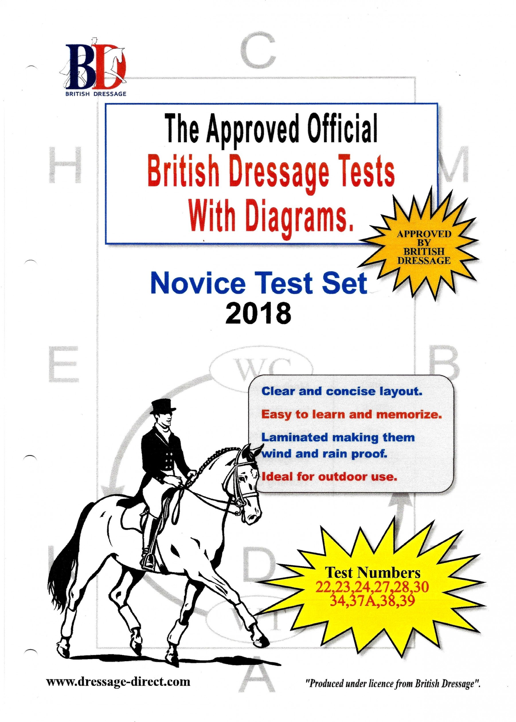 British Dressage 2018 Novice Test Set with Diagrams from